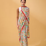 Waves Sari in Chiffon - Multicolour