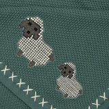 Sleepy Sheep Text Knit Blanket in Cotton